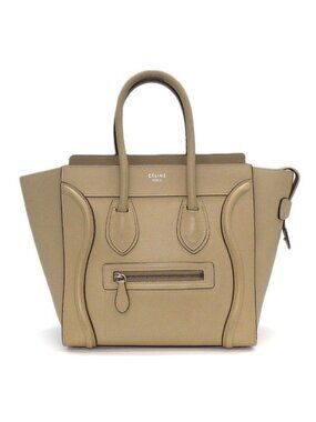 Celine Handbag Luggage Micro Dune Drummed Calfskin Silver